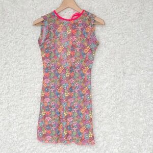 Midnight Ballerina Mesh Floral Mini Dress Coverup Swim Open‎ Back Size Small S